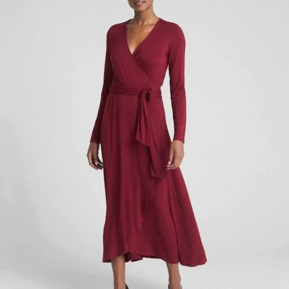 Gap Soft Cranberry Wrap Maxi Dress Size M